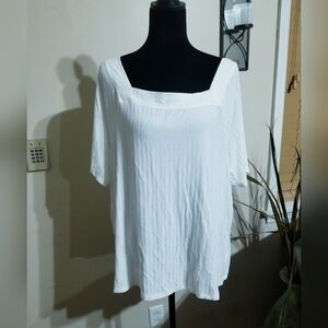 love, Fire White Square Neck Short Sleeve Tunic Top